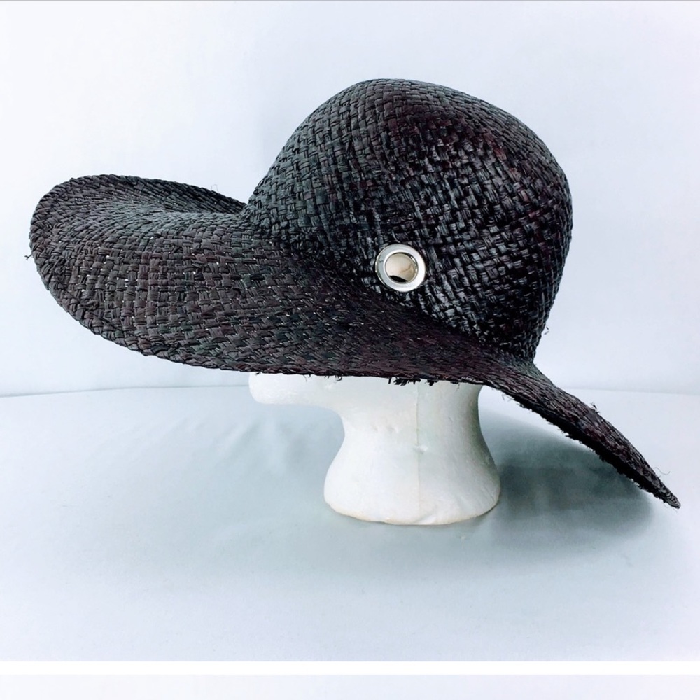 Lauren Ralph Lauren Wide Brim Straw Floppy Sun Hat With Scarf Holes - Picture 2 of 3
